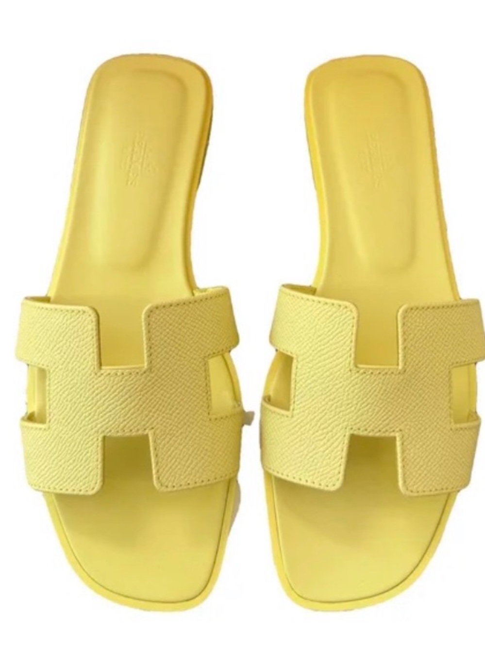 Hermes Yellow Oran Leather Sandals